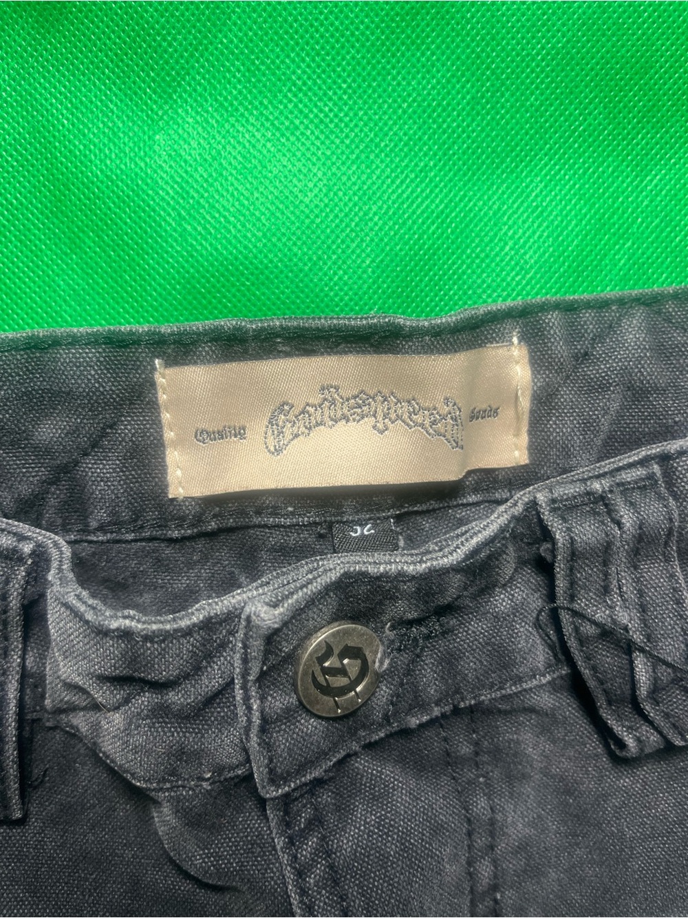 Men's Black Bootcut Cargo Jeans with Multi-Pocket Styling - Picture 2 of 3